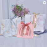 CMYK Small Wedding Ribbon Handle Gift Bags Thank You Paper Bag 300gsm