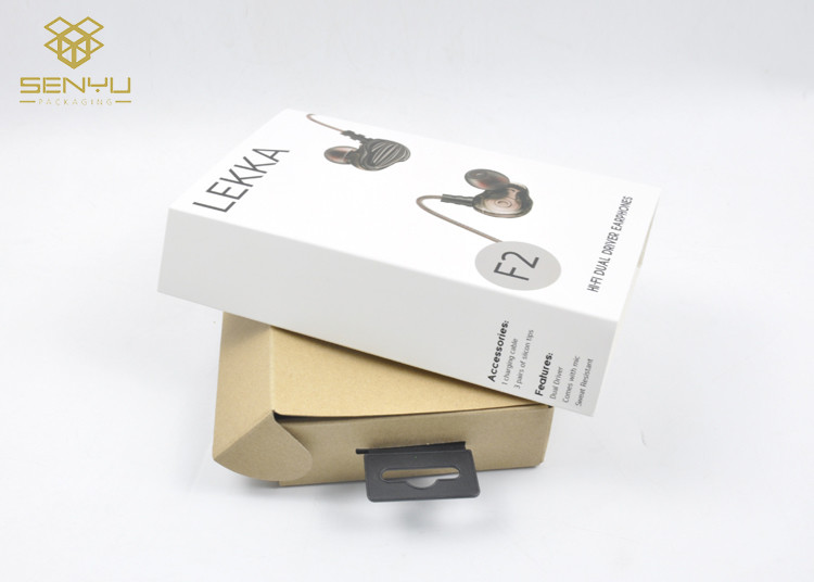 Earphone Packaging Box With Sleeve Brown Inner Electronic Products Custom Printed