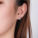 Emerald Cut VVS Moissanite Jewelry Heart Stud Earrings OEM