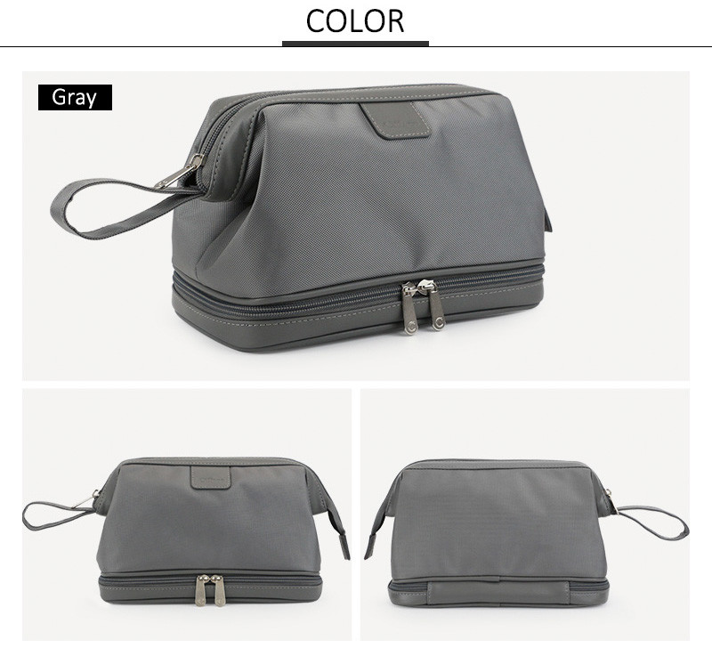 Double Layers Men Travel Wash Portable Waterproof Polyester Cosmetic Bag