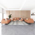 Simple Office Furniture Sofa Modular Brown Synthetic Leather Sofa Set