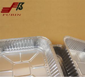 China OEM Logo Square Foil Trays Smooth Silver Foil Food Container wholesale