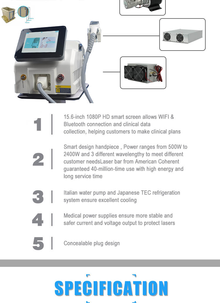 Hair Removal Diode Triple Wavelength Laser , 808 755 1064 Alexandrite Laser Machine