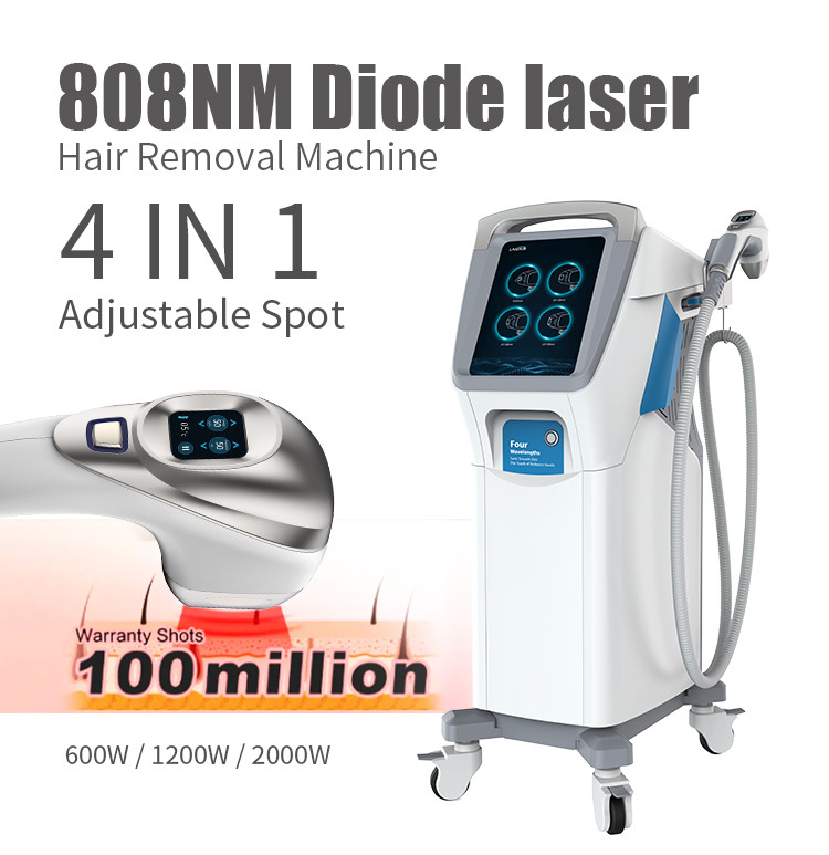 4 In 1 Permanent Diode Laser Hair Removal Machine High Power Adjustable Spot Size