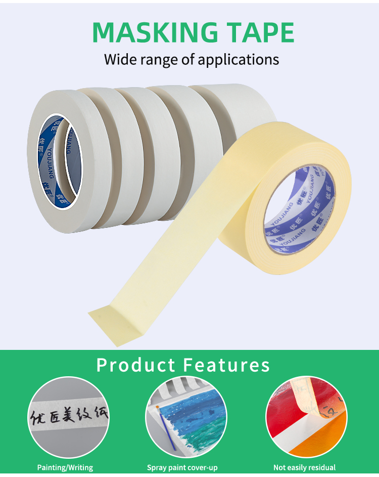 Custom Rubber Adhesive Crepe Painters Masking Tape 48mm White Masking Tape