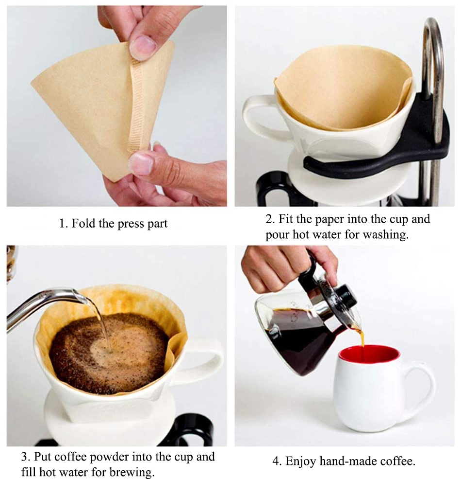 V60 One Cup Coffee Filters Natural Unbleached Triangle Paper
