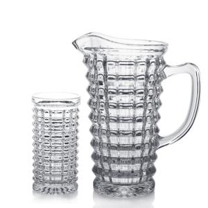 China Wholesale Horizontal StripesGlass Pitcher Collection Hiball Glass Set wholesale