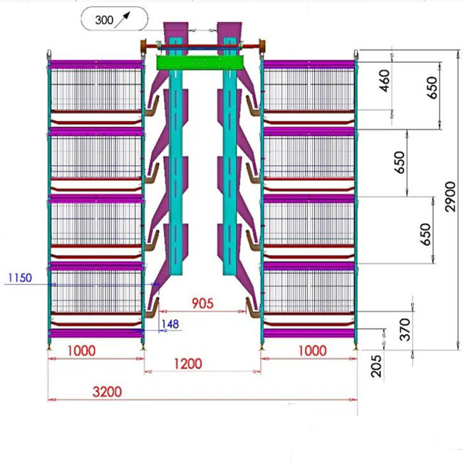 Hot Dip Galvanized Wire H Type Battery Cages for Broiler Chicken With Auto Feeding System