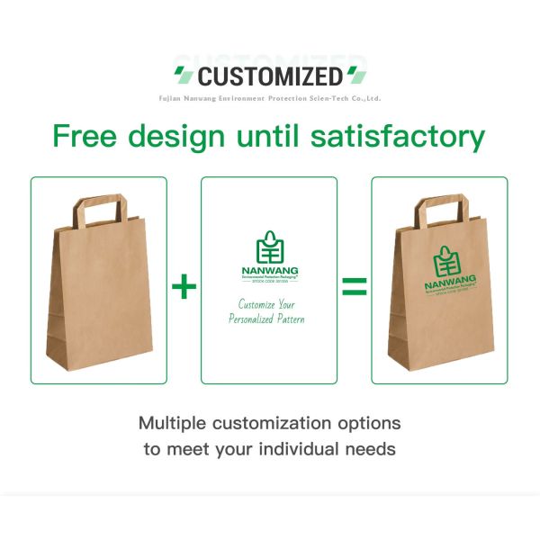 Eco-friendly Flat Handle Gift Paper Bag With Custom Logo Printing Shopping Bags with Flat Handle