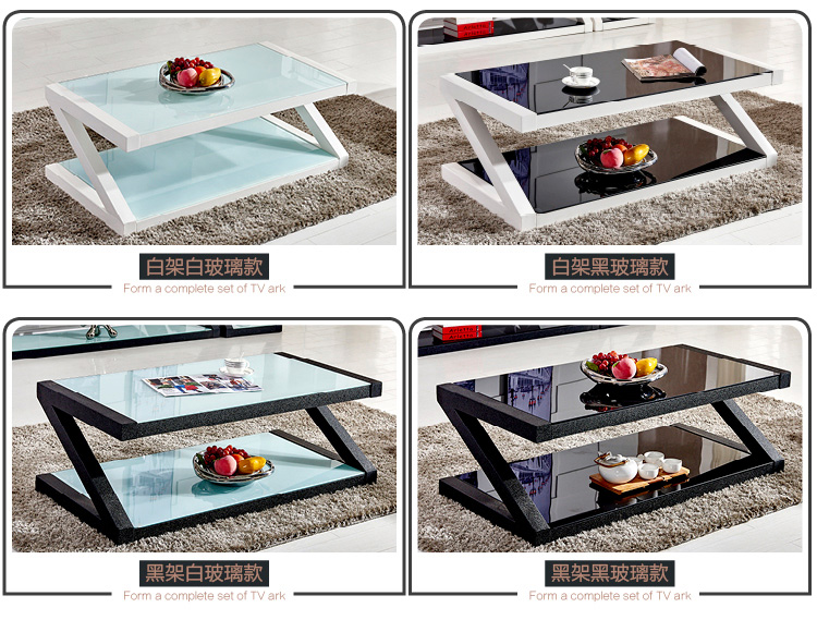 Black Glass Coffee Table Excellent Load - Bearing Capacity For Hotel