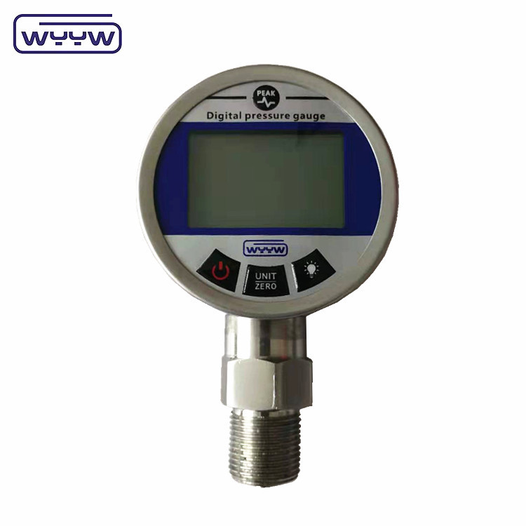 12 Months Digital Pressure Gauge with 5-digit Display Analog Beam Indicator 304SS Element Material