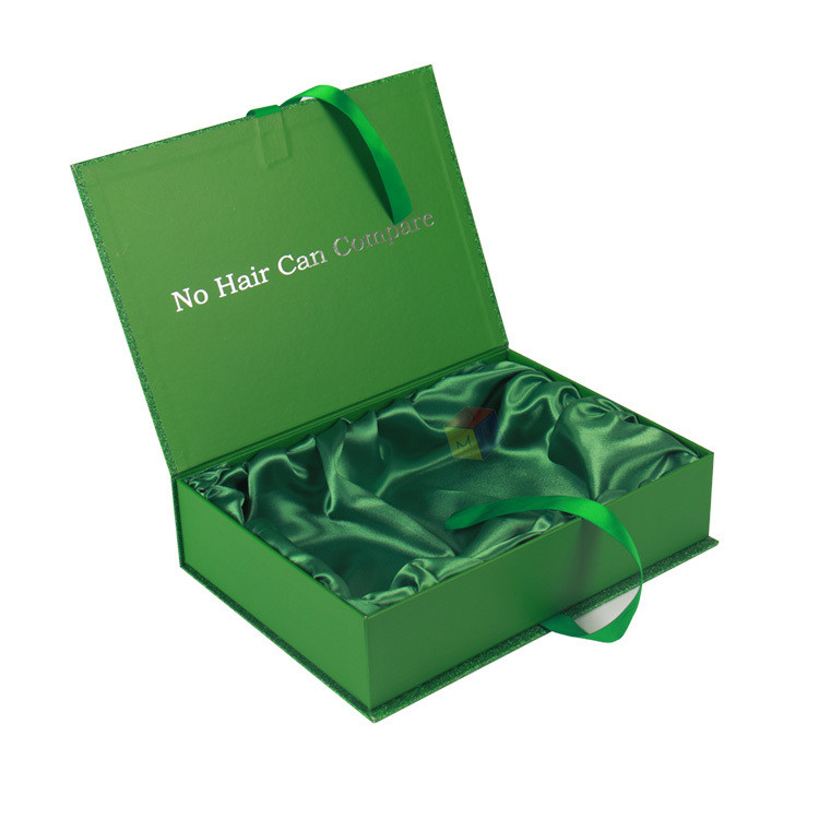 Luxury Design Custom Wig Packaging Boxes Rigid Cardboard With Ribbon Closure