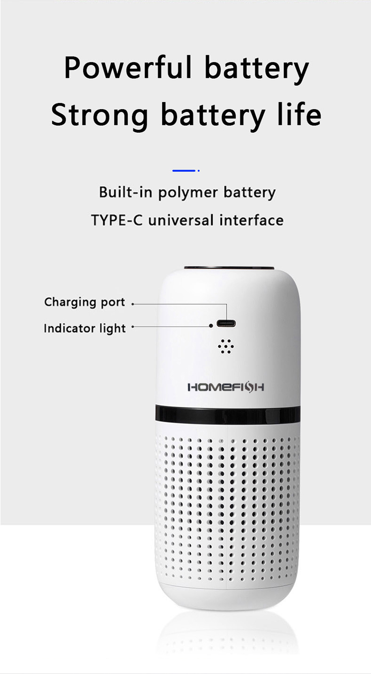 2023 New Arrival Intelligent Portable Car Air Purifier Aromatherapy Machine Multiple Filtering Negative Iron Air Purifier