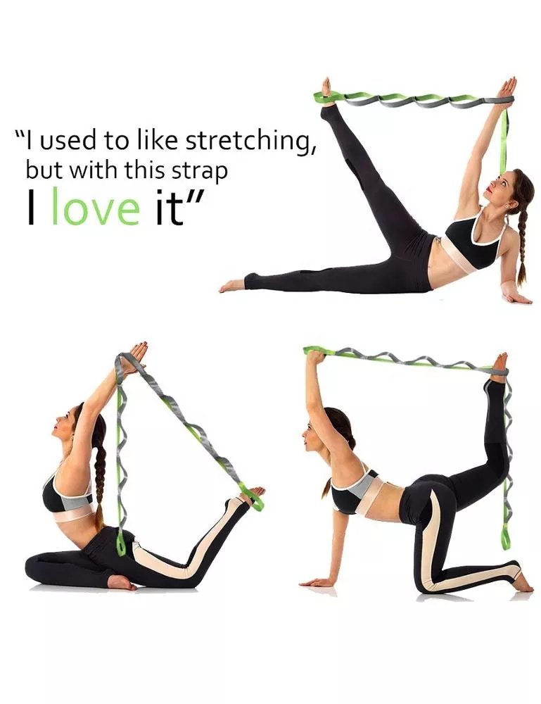 Custom 10 loops 12 loops Yoga Stretch Strap gym recovery equipment