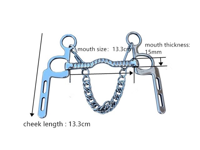 Polished Finish Stainless Steel Elbow Bit with Low Port Mouth and Hooks Curb Chain