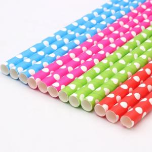 China Rainbow Color Polka Dot Paper Straws Customized Logo Eco Friendly Food Safe wholesale