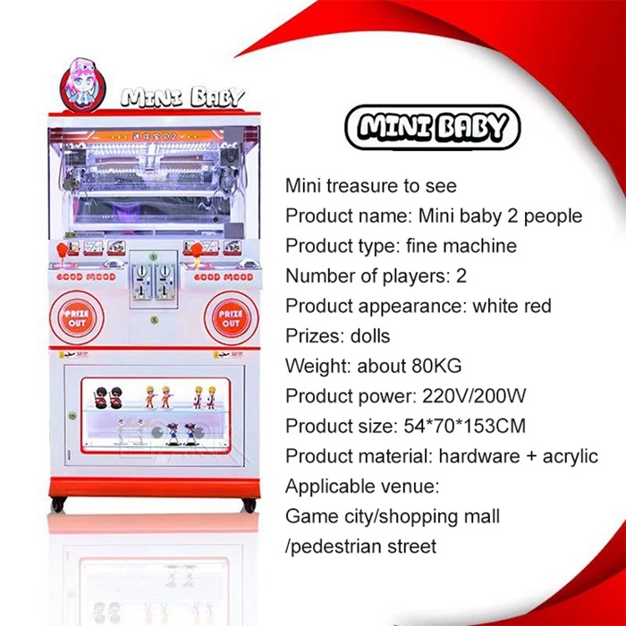 Mini Baby 2 People Coin Operated Arcade Machines Doll Claw Machine