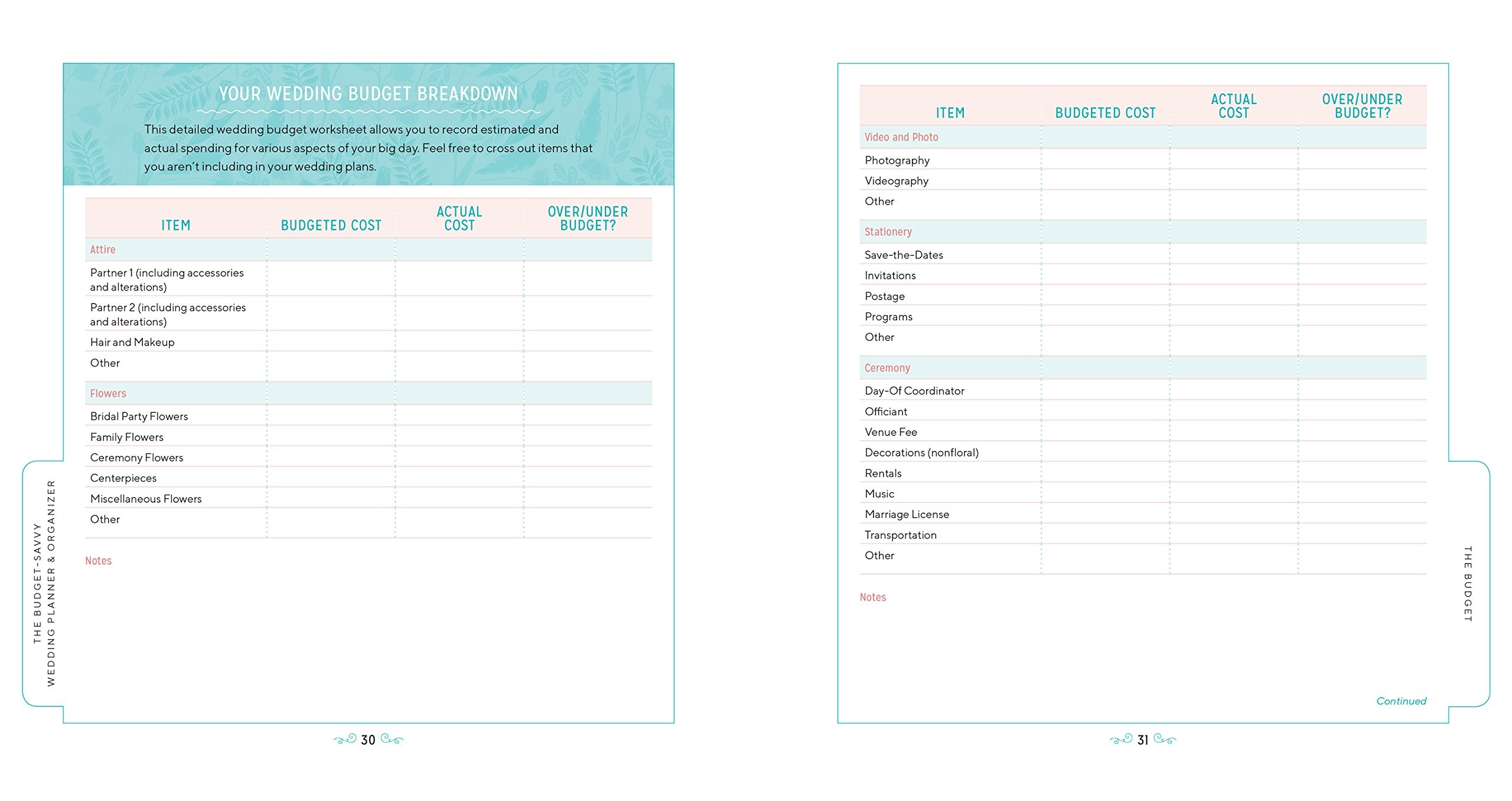 9 X 11 Inches Custom Business Planner , Hardcover Personal Ring Planner For Wedding