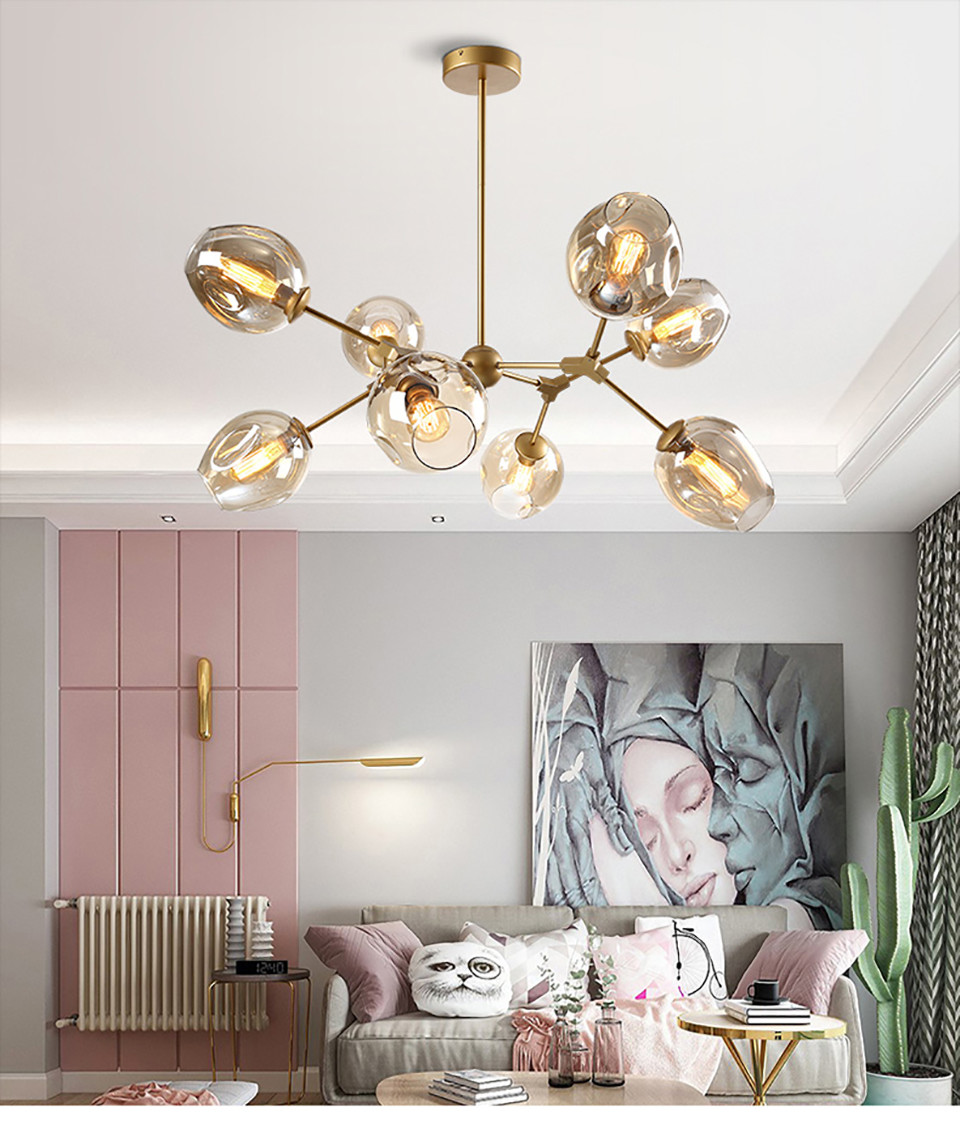Nordic Glass Gold LED Chandelier Lighting Home Decoration Light lustre(WH-MI-431)