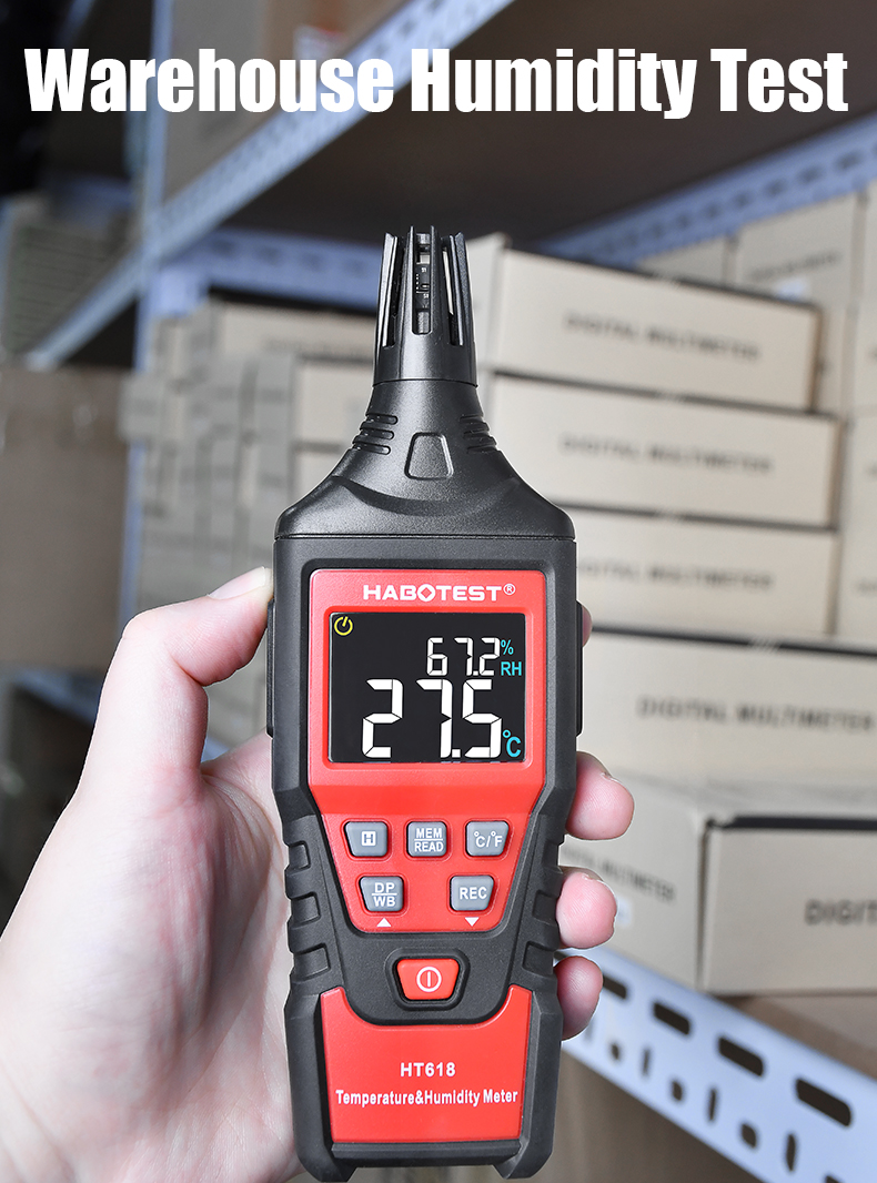 CE Digital Temp And Humidity Meter , 60 Celsius Temperature And Humidity Tester