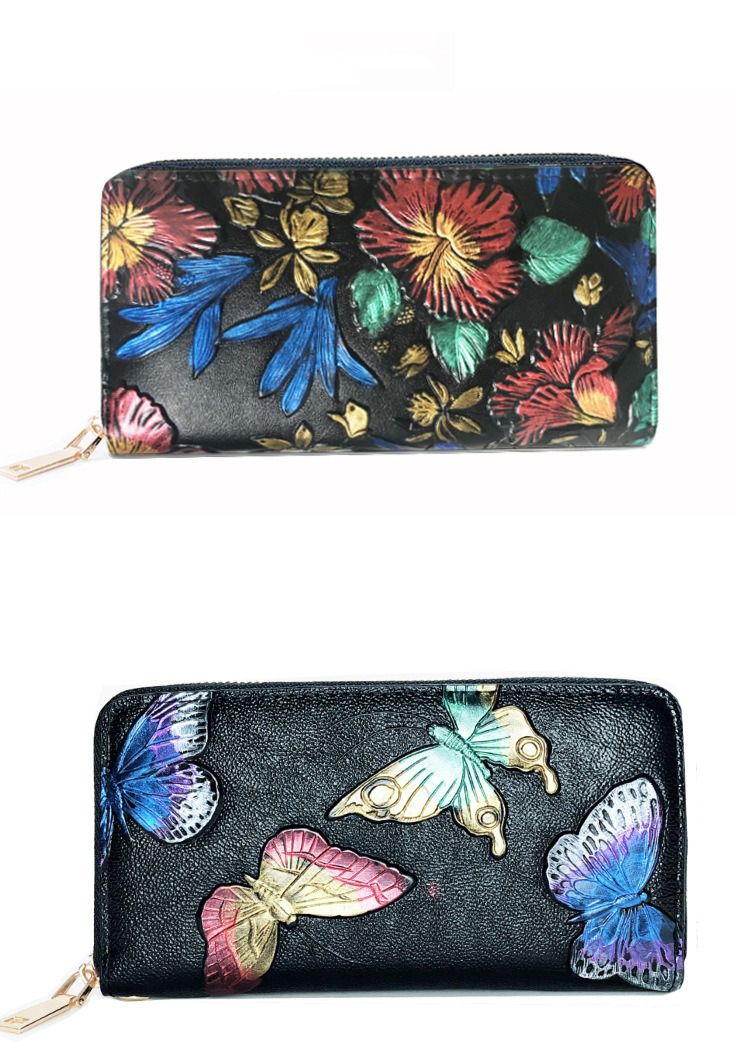 Designer Ladies Wallet in Long PU Leather with Custom Print and Fashionable Design