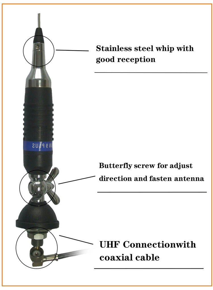 Wireless UHF 0-1dBi 27MHz CB Car Radio Antenna Omni Directional
