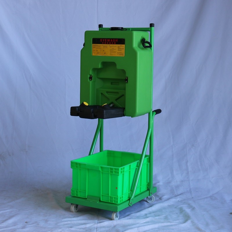 14gallon Green Trolley portable eyewash emergency eyewash 53L ABS portable eye wash station, plastic emergency eye wash