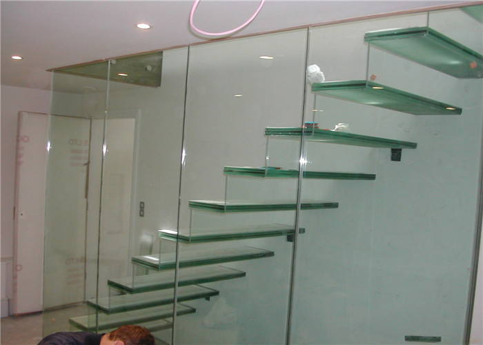 Clear Flat Tempered Glass Partition Wall / Glass Partition Size Customized