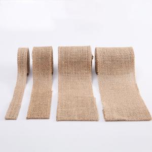 China 10 Yards Jute Burlap Ribbon Plain Woven Cut Edges Burlap Christmas Ribbon wholesale