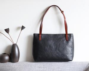 China Black Shoulder Handbags Litchi Grain Vegetable Leather Bags for Women wholesale