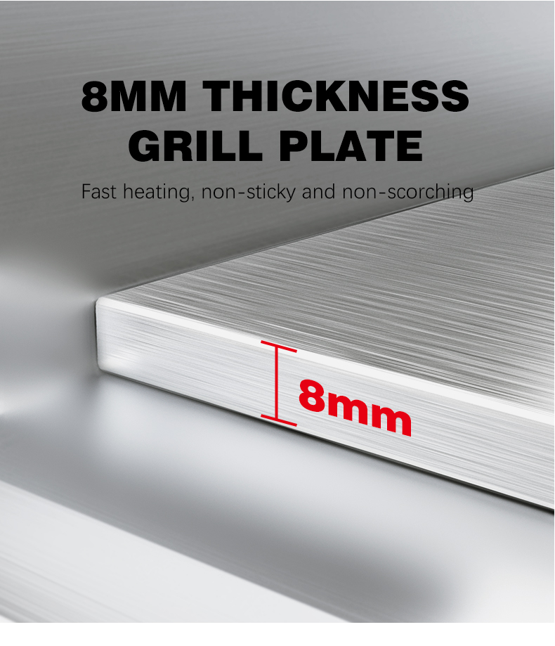 Electric Grills Griddles with Stainless Steel Flat Top Plate Temperature Range 50-300C
