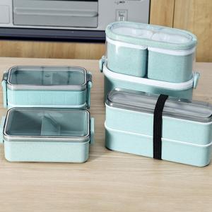 China Sustainable Wheat Straw Plastic Multi Compartment Lunch Box Japanese Style wholesale