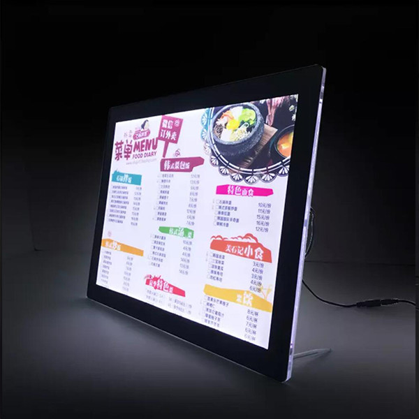 A4 Wall Mounted / Table LED Light Box Display Stand Crystal Photo Frame
