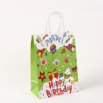 Customized Logo Brown Kraft Paper Tote Bag for Birthday Party Clothing Gift