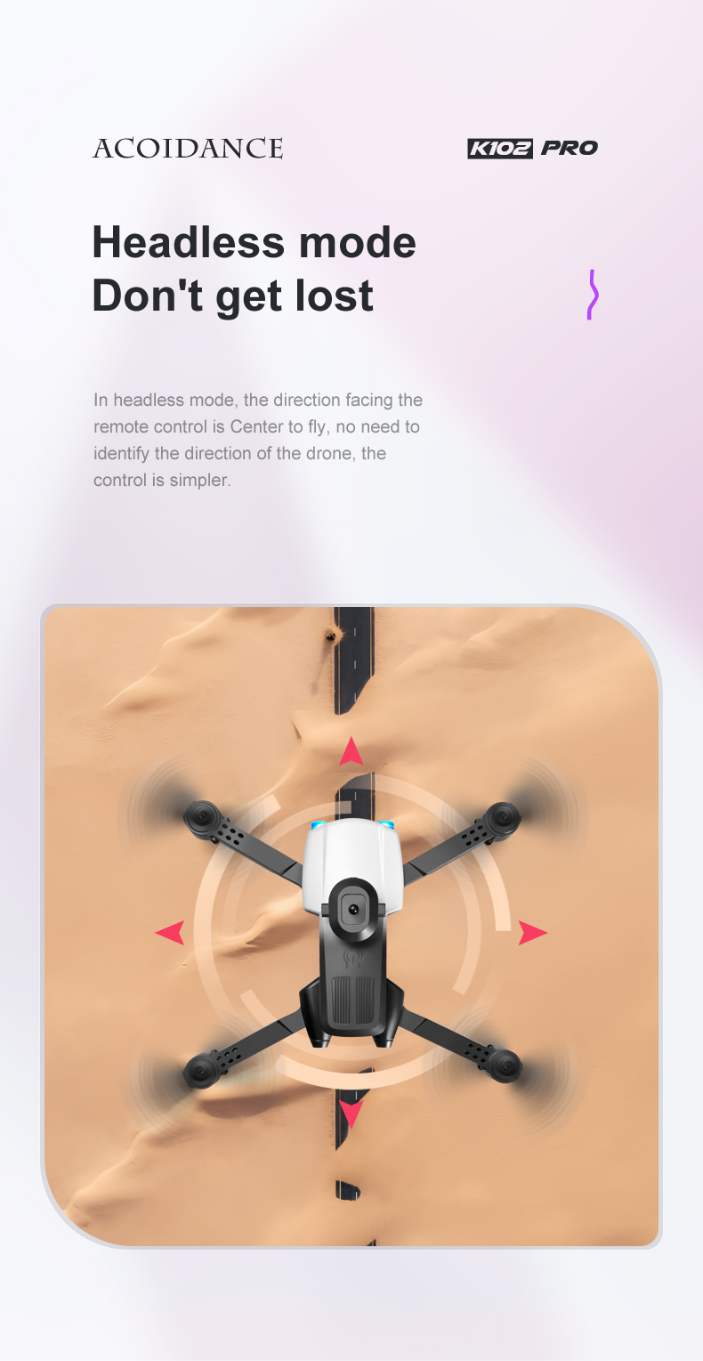 Beginner Operator Skill Level K102 PRO Drones Camera for Adults 4k Live Video RC Quadcopter Helicopter