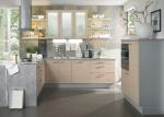 Laminating Modern Kitchen Cabinet Doors Front With Light Wood Grain