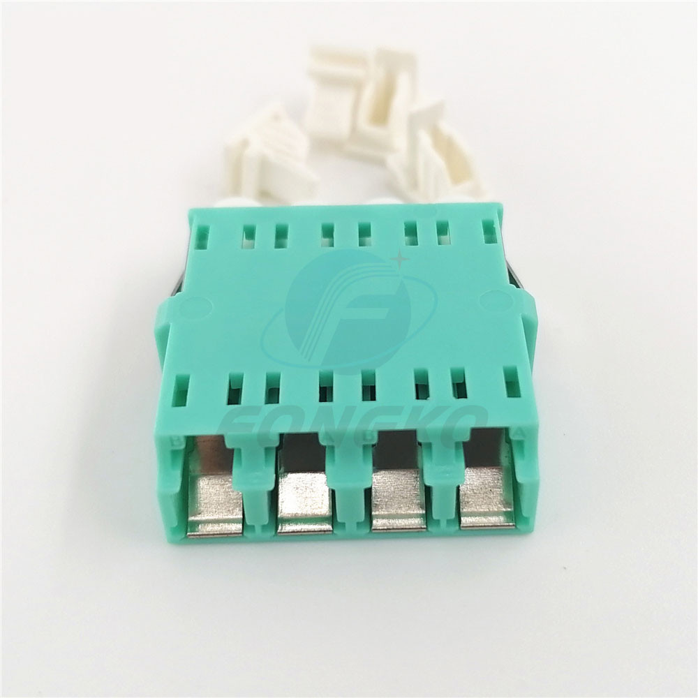 Quad Shuttered OM3 Fiber Optic Cable Adapter Lc Bulkhead Connector For CATV