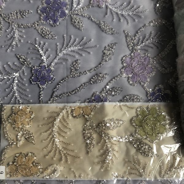 High Quality Customizable Luxury 3D African Beaded Embroidery Lace Fabric for Women's Dress Party Dress