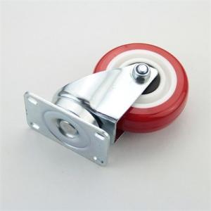 China Red High Load 5&quot; PU Caster Wheels JY Corrosion Resistant Caster wholesale