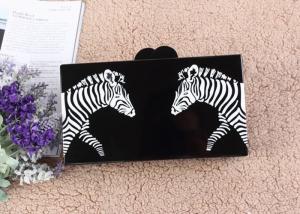 China Two Zabras Pattern Acrylic Clutch Bags Black Box Size For Beautiful Girls wholesale