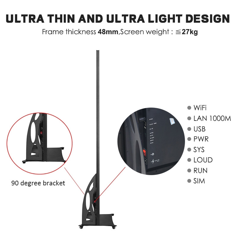 Digital Video Advertising LED Mirror Screen Indoor Ultra Thin Portable P1.75 P2 P2.5