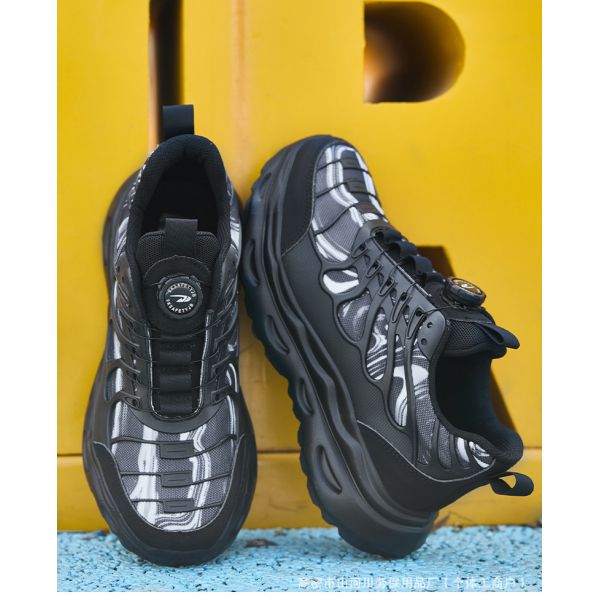 Black BOA Rotating Button Work Shoes with Flying Knit TPU and Kevlar Anti-stab Safety Shoes