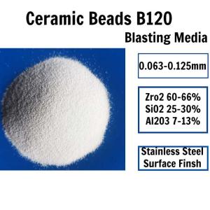 China 700HV Good Sphericity 85% Zirconia 0.125mm B120 Ceramic Blasting Media wholesale