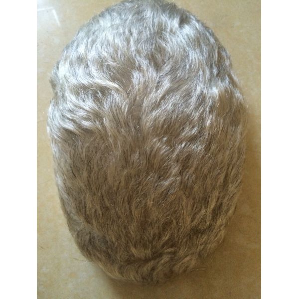 Gray Human Hair Mens Toupee Hair System For Men Customizable
