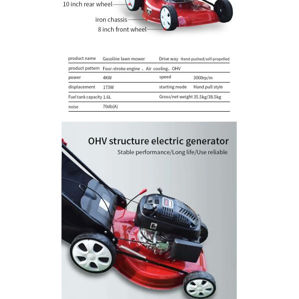 4000W Agricultural Farm Machinery 4 Wheel Hand Propelled Lawn Mower