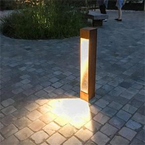 China Outdoor Urban Led Solar Bollard Lights Box Corten Steel Garden Lighting wholesale