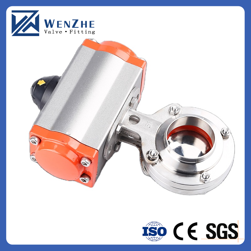 Food Grade Sanitary Stainless Steel 304/316l Pneumatic Actuated Welded Butterfly Valve High Temperature 2/3 inch