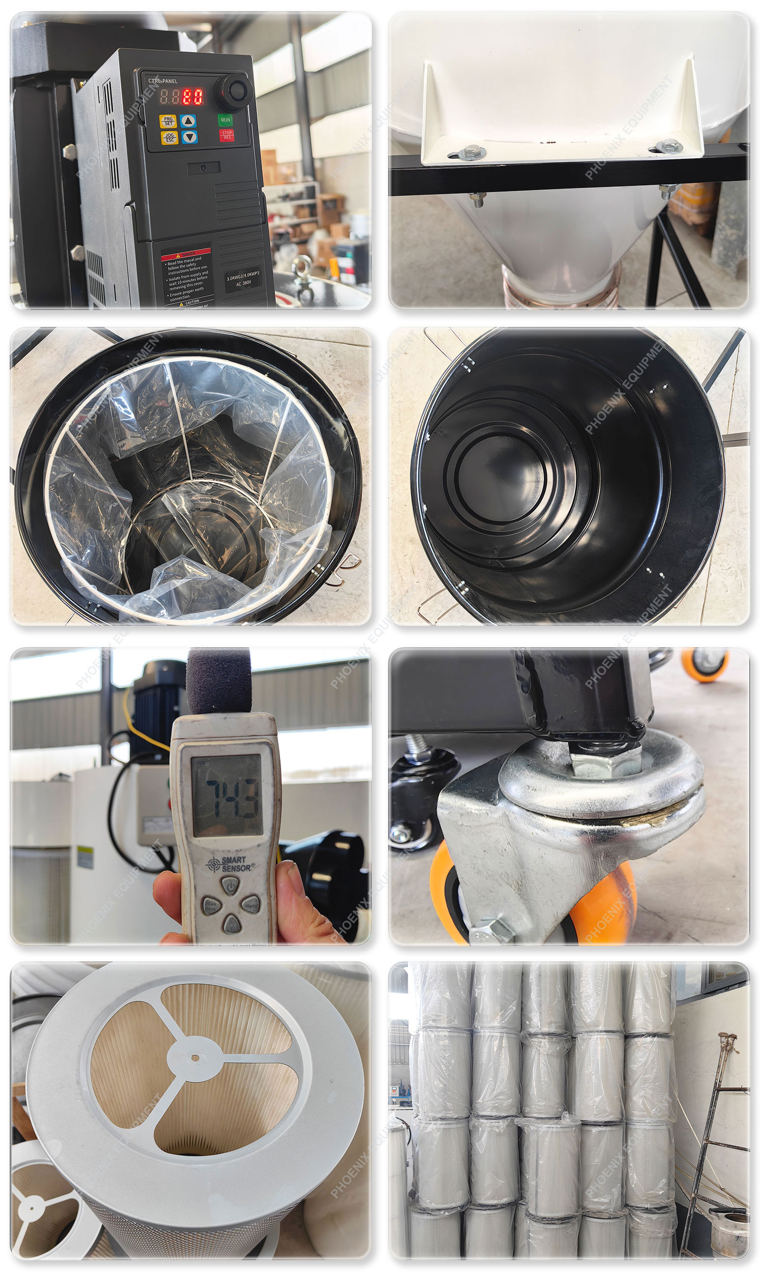 PDC3200F Dust Collector Machine with Variable Frequency 135 kg Weight 1200*600*2100mm Size