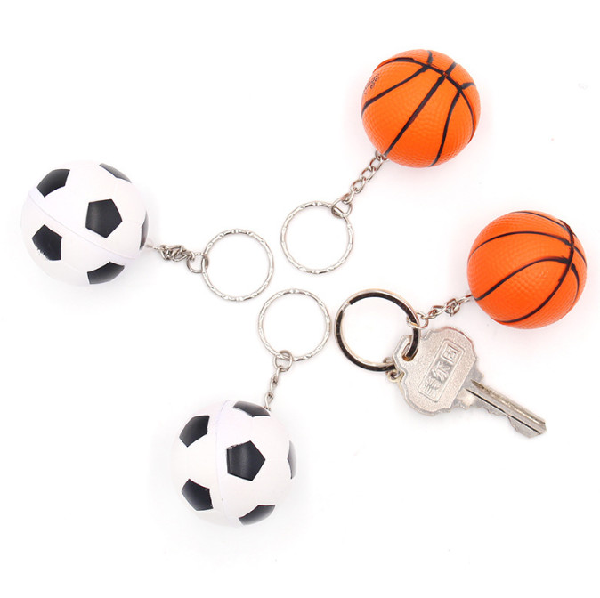 Custom Logo PU squishy Stress Ball Keychain PU Foam Basketball Football Soccer