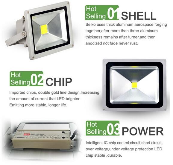 50w led flood light outdoor IP65 led flood lighting power factor 0.9 landscape lamps with CE Rosh marked